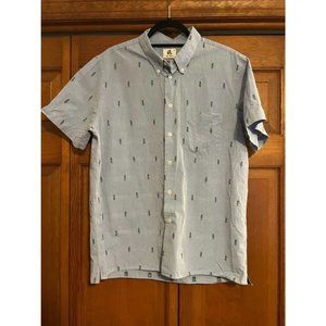 Paul Smith Casual Button Down Shirt Short Sleeve Blue XL fit like L, Embroidered